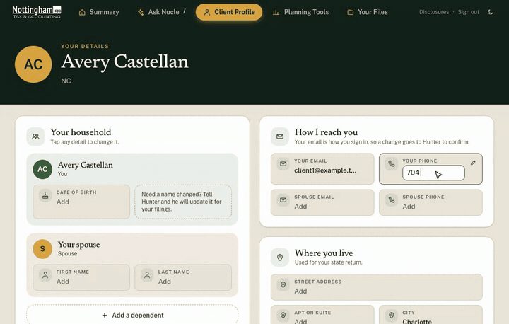 Updating profile details