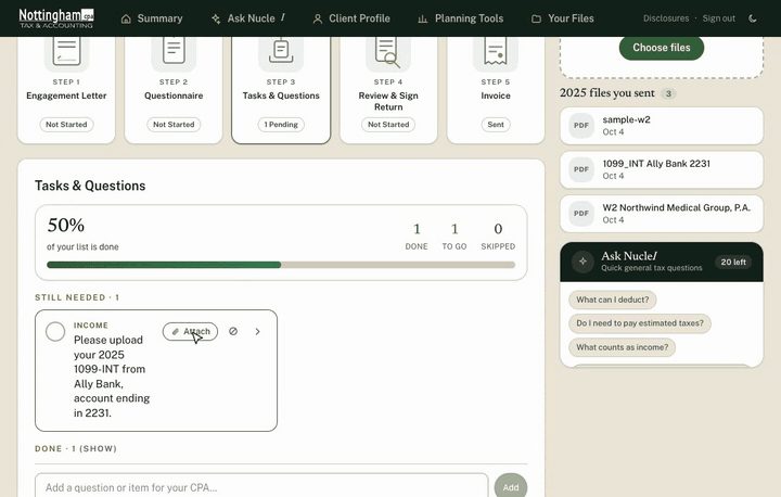 Working through the Tasks and questions list